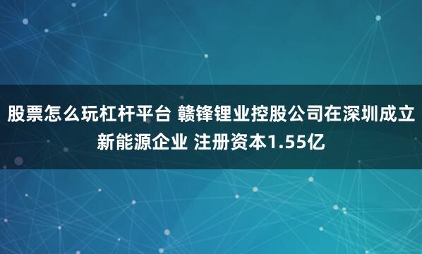 股票怎么玩杠杆平台 赣锋锂业控股公司在深圳成立新能源企业 注册资本1.55亿
