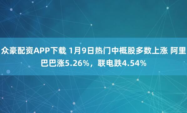 众豪配资APP下载 1月9日热门中概股多数上涨 阿里巴巴涨5.26%，联电跌4.54%
